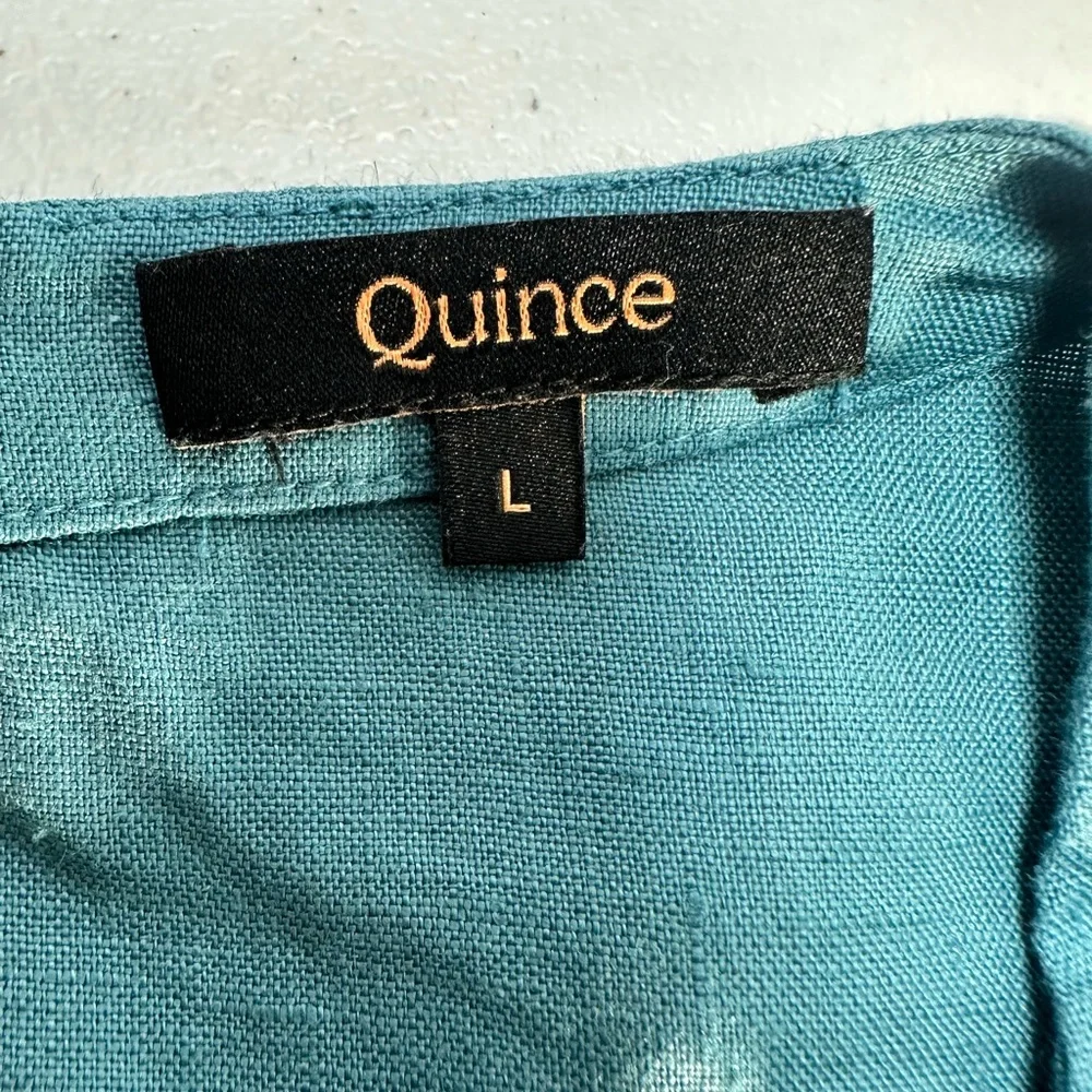 Quince Women 100% European Linen Sleeveless Spring Tank Top Teal Lg Mineral Blue - Picture 5 of 14